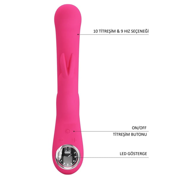 USB Şarjlı Led Göstergeli 10 Fonksiyonlu Klitoris Uyarıcılı Teknolojik Tavşan Vibratör - Lamar