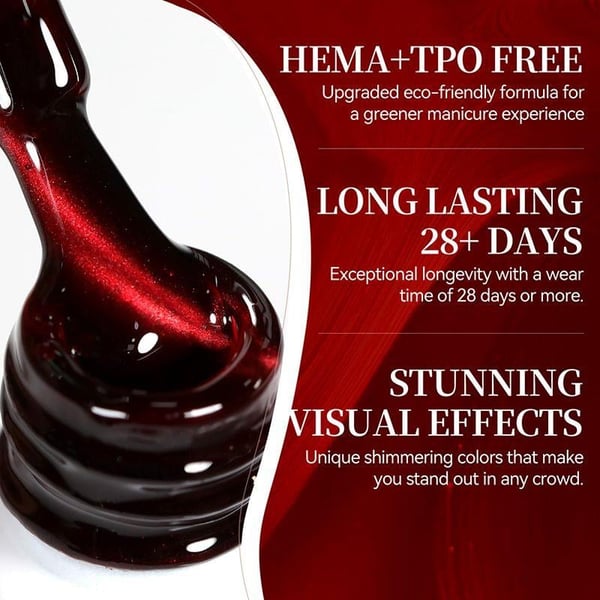 BORN PRETTY 10ml Hema Tpo Free Ruby Red Mirror Cat Magnetic Gel Ultra Shine MY394 (62926)