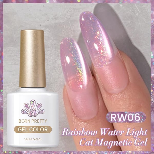 BORN PRETTY 10ml Rainbow Water Light Kedi Gözü Kalıcı Oje RW06 (59708)