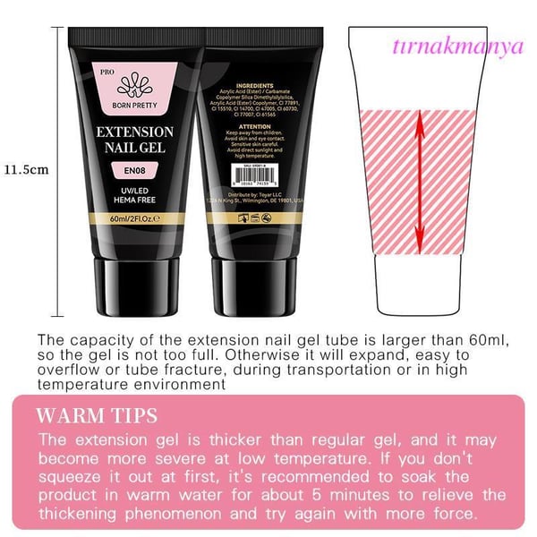 Born Pretty 60 ML Hema Free Tırnak Uzatma Poly Jel Şeffaf EN01 (59081)