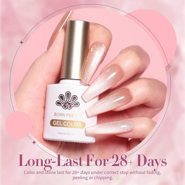 BORN PRETTY 6pcs/set Jelly Pink Snowlight Magnetic Gel Kalıcı oje Seti (55480)