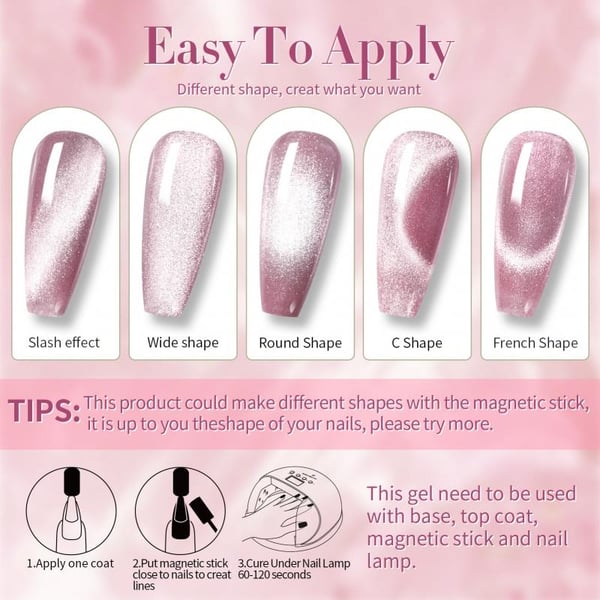 BORN PRETTY 6pcs/set Jelly Pink Snowlight Magnetic Gel Kalıcı oje Seti (55480)