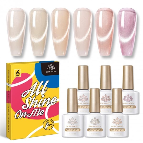 BORN PRETTY 6pcs/set Jelly Pink Snowlight Magnetic Gel Kalıcı oje Seti (55480)