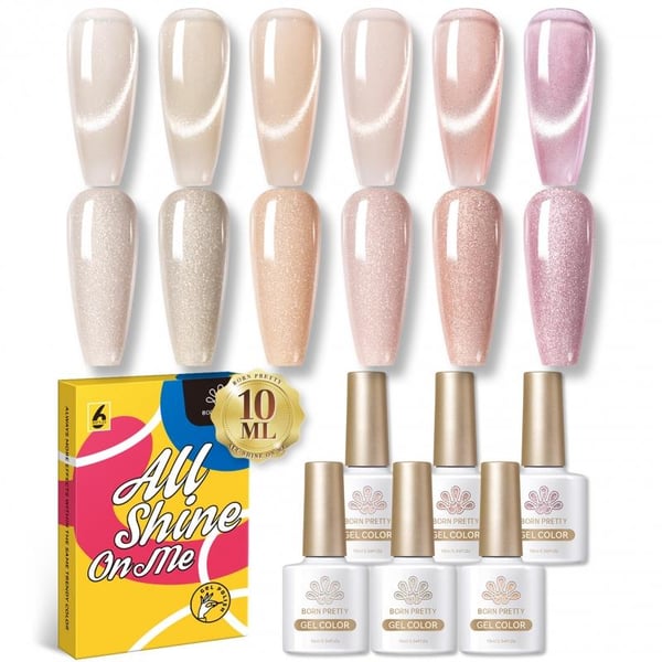 BORN PRETTY 6pcs/set Jelly Pink Snowlight Magnetic Gel Kalıcı oje Seti (55480)