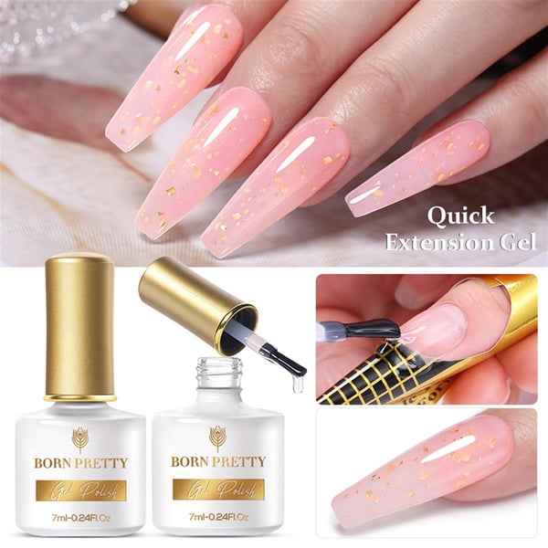 BORN PRETTY 7ml Gold Flakes Glitter Quick Building Gel SGE01 (55453)