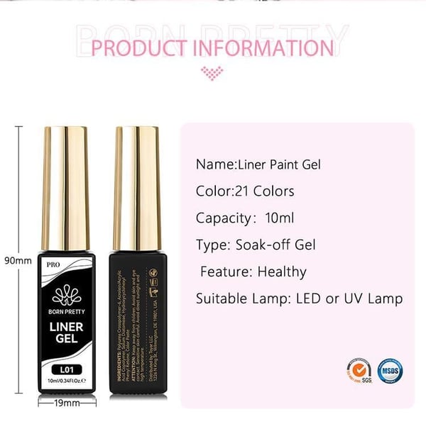 BORN PRETTY PRO 10 ML Nail Art çizim Jeli L01 (59202)