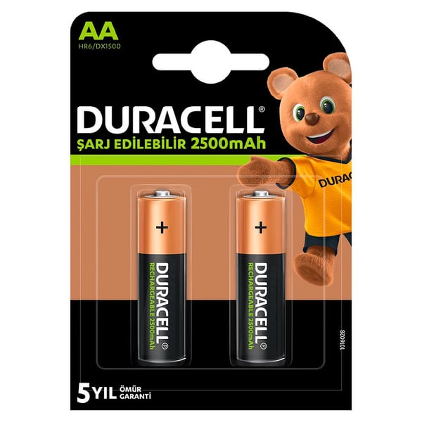 Duracell 1.2V 2500mAh AA Şarj Edilebilir Kalem Pil 2'li Paket