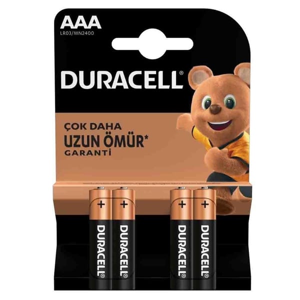 Duracell AAA 1.5V Alkalin 4'lü Paket Pil