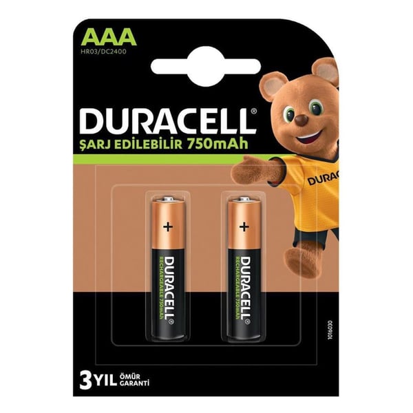 Duracell HR03 1.2V 750mAh AAA Ni-MH 2'li Paket Pil