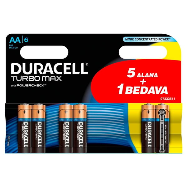 Duracell Turbo Max AA Alkalin 6'lı Paket Pil