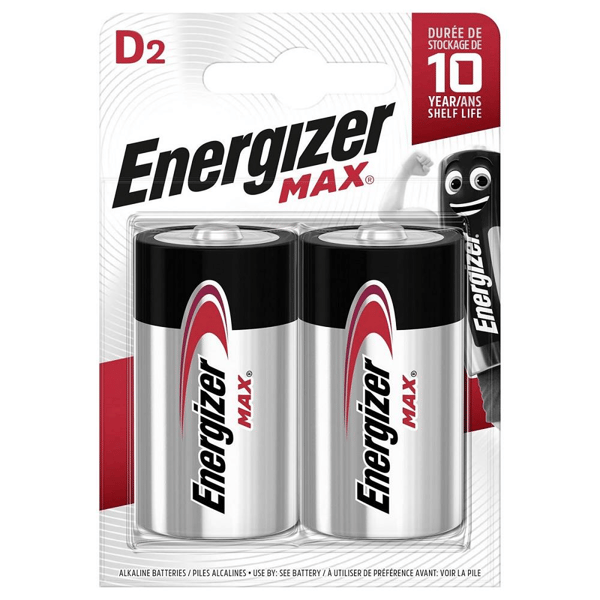 Energizer D - Büyük Boy 1.5V Alkalin 2'li Paket Pil - Max 