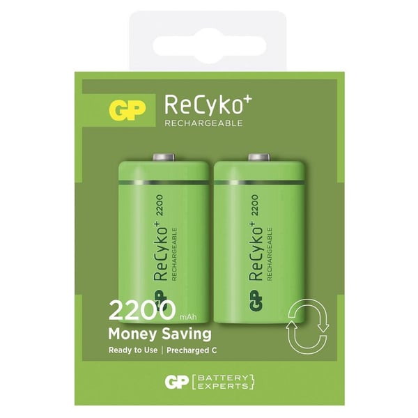 GP Recyko 2200mAh C Orta Boy Şarj Edilebilir Pil 2'li Paket