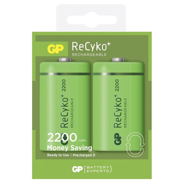 GP ReCyko D - Büyük Boy 1.2V 2200mAh Ni-MH 2'li Paket Pil