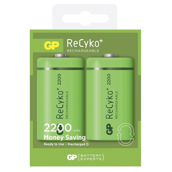GP ReCyko D - Büyük Boy 1.2V 2200mAh Ni-MH 2'li Paket Pil