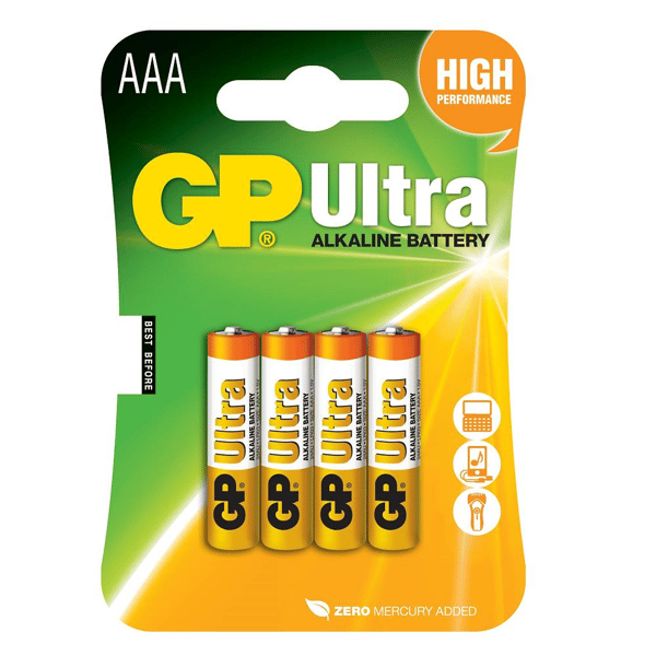 GP Ultra Alkalin AAA İnce Kalem Pil 4'lü Paket
