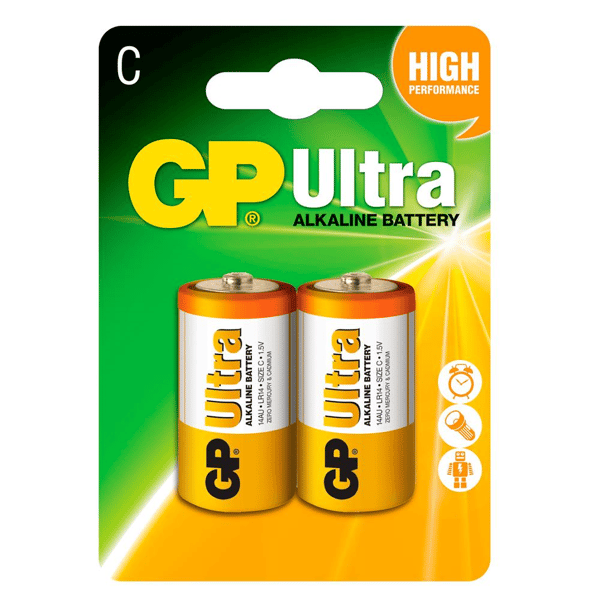 GP Ultra C - Orta Boy 1.5V Alkalin 2'li Paket Pil