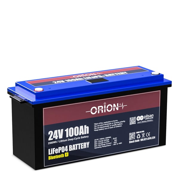 Orion 24100B 24V 100Ah LiFePO4 Bluetooth Ekranlı Akü 