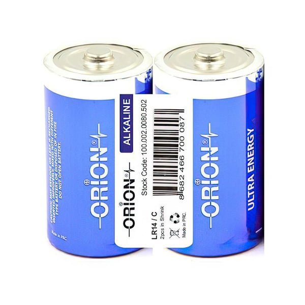 Orion C - Orta Boy 1.5V Alkalin 2'li Paket Pil 