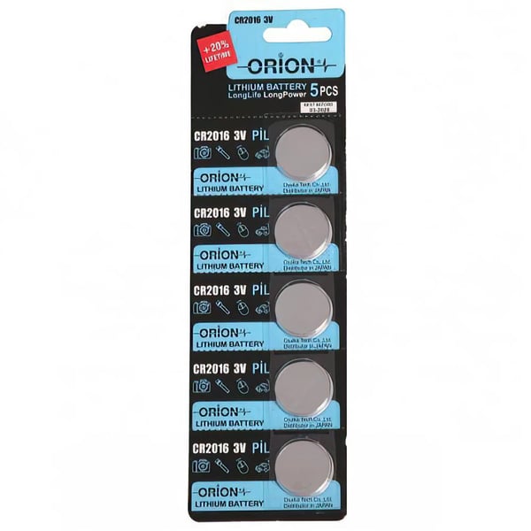 Orion CR2016 3V Lithium 5'li Paket Pil 