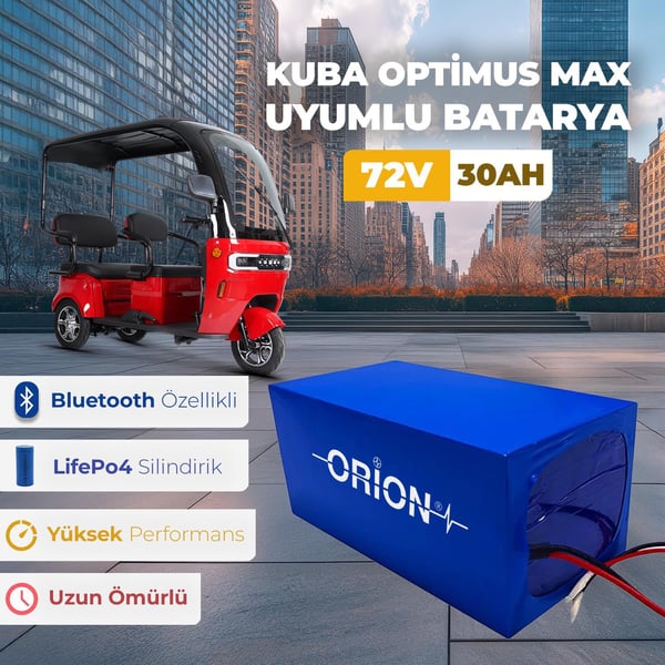 Orion KUBA OPTIMUS Uyumlu 72V 30Ah BMS Devreli LiFePO4 Batarya - Bluetoothlu