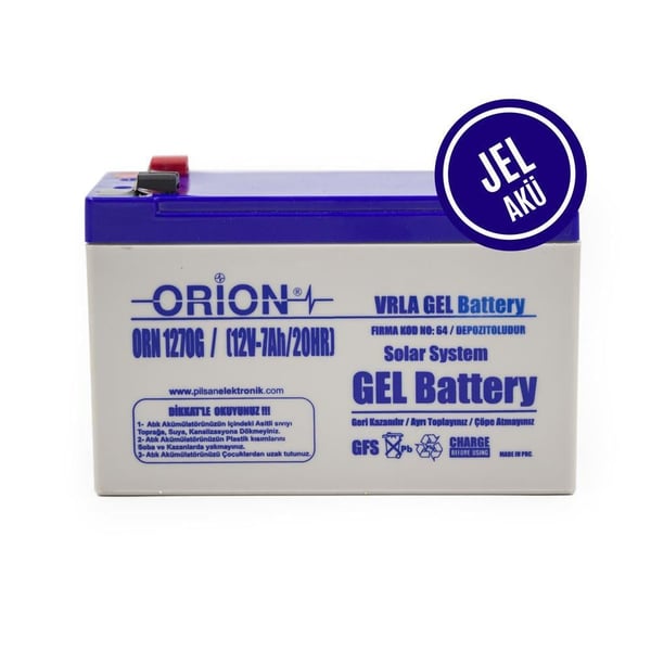 Orion ORN1270G 12V 7Ah Jel Bakımsız Akü 