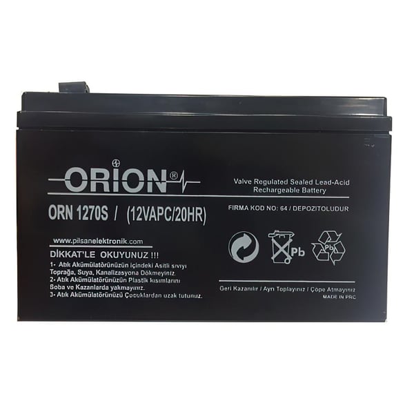 Orion ORN1270S 12V 7.0Ah Kuru Bakımsız Akü 