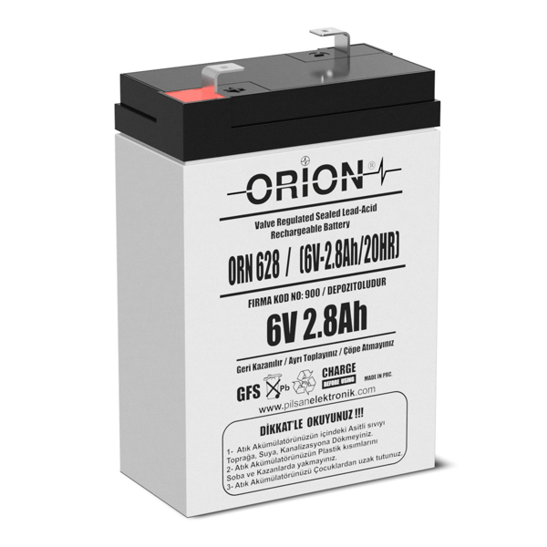 Orion ORN628 6V 2.8Ah Kuru Bakımsız Akü 
