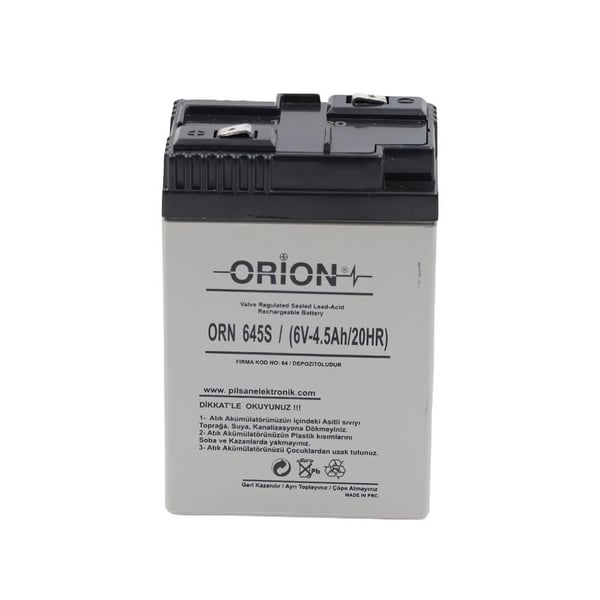 Orion ORN645S 6V 4.5Ah Kurşun Asit Akü - Geçmeli Tip