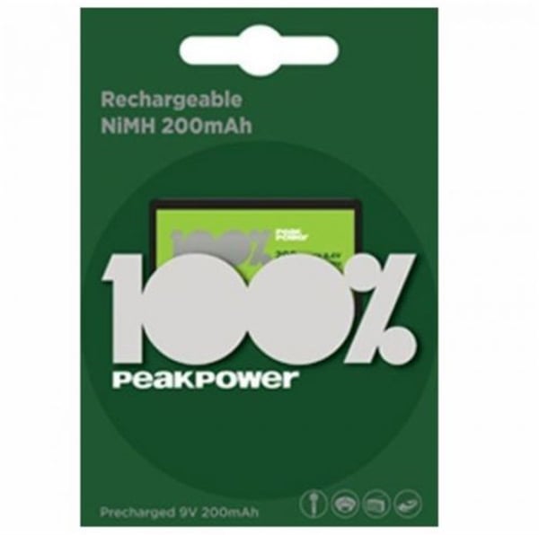 PeakPower 9V 200mAh Şarj Edilebililr Pil