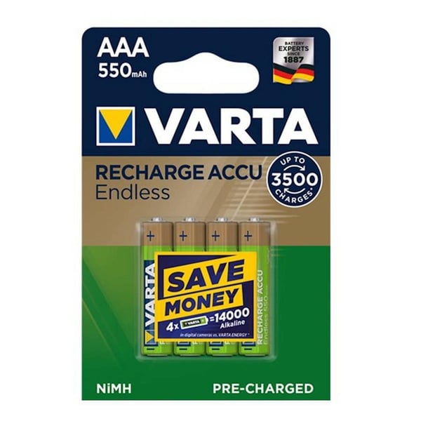 Varta 56663 Endless 550mAh AAA Şarj Edilebilir İnce Kalem Pil 4'lü Paket