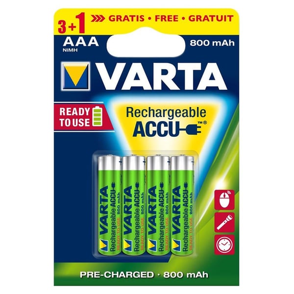 Varta 56703 Longlife Accu AAA 800mAh Şarj Edilebilir İnce Kalem Pil 3+1'li Paket