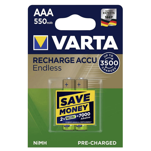 Varta AAA 1.2V 550mAh Ni-MH 2’li Paket Pil – Endless (56663)