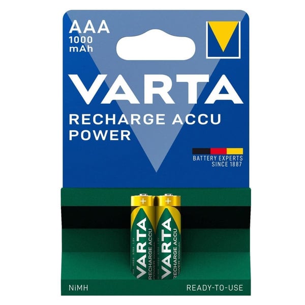 Varta AAA 1.2V 1000mAh Ni-MH 2’li Paket Pil – Accu (57033)