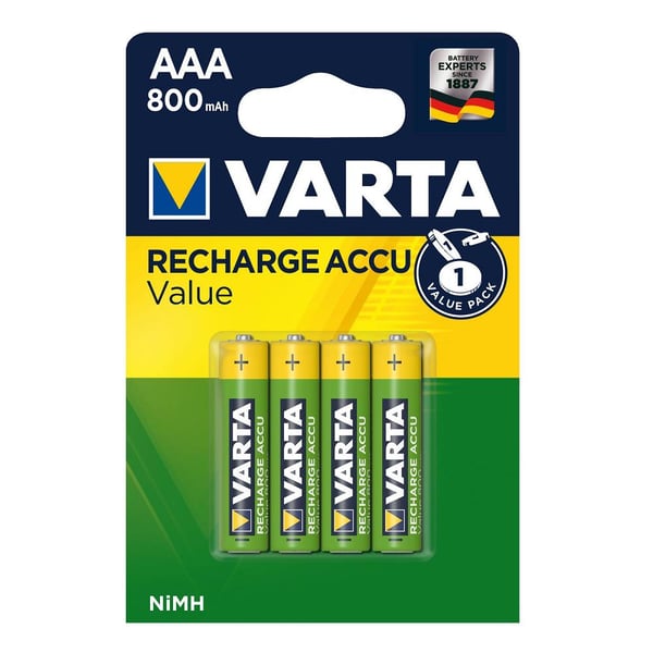Varta AAA 1.2V 800mAh Ni-MH 4’lü Paket Pil – Value (56613)