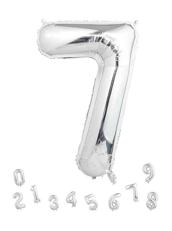 Rakam Folyo Balon 7 Gümüş Renk 100 Cm - 40