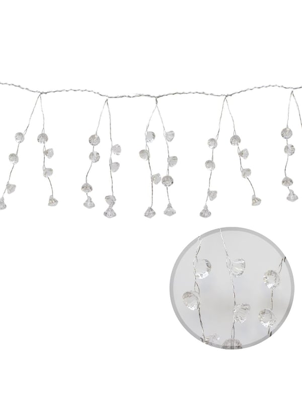 Yılbaşı Dekor Süsleri Lüks Kristal Işıltı Boncuklu Garland 110 cm