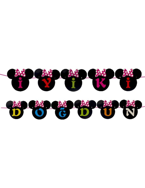 Minnie Mouse Konsept Asılabilir İyi Ki Doğdun Yazı 50'Li