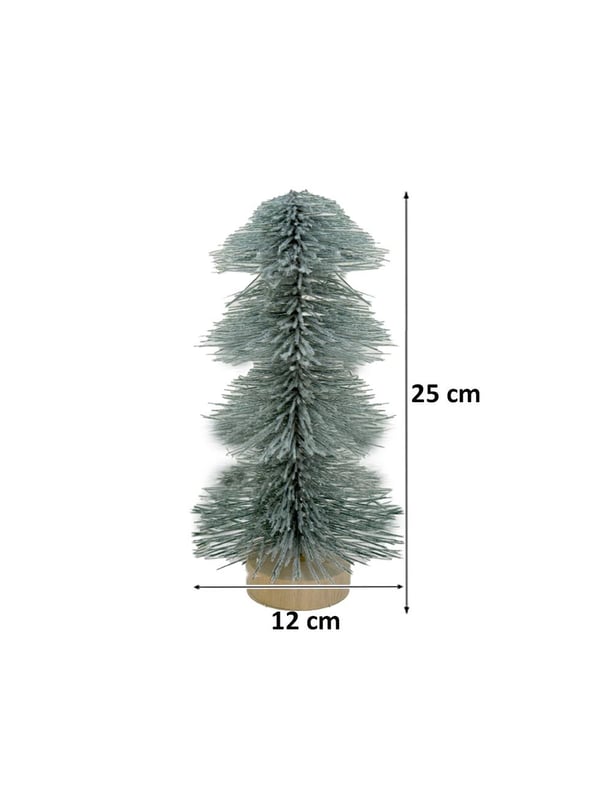 Mini Yılbaşı Ağacı Karlı Fırça Dallı Dekoratif Çam Ağacı 25 cm