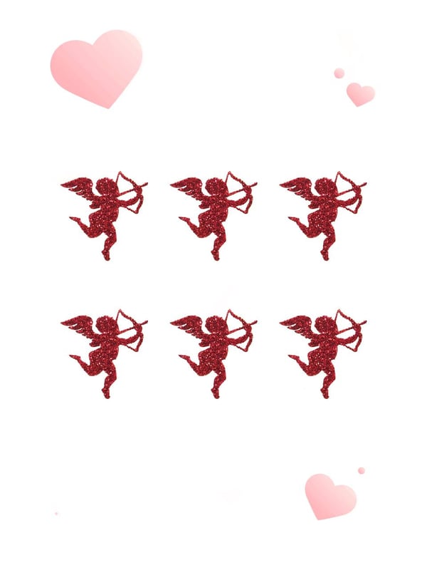Eros Sticker Simli Eva Yapışkanlı Paketleme Dekor Süsü Kırmızı 4 cm 6'lı