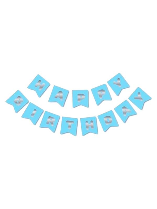 Happy Birthday Yazı Doğum Günü Banner Mavi Gümüş