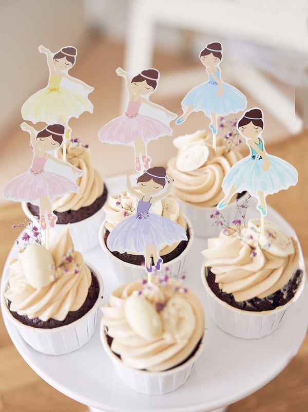 Balerin Temalı Kürdan Figürlü Pasta Süsü Cupcake Kürdanı 10'lu
