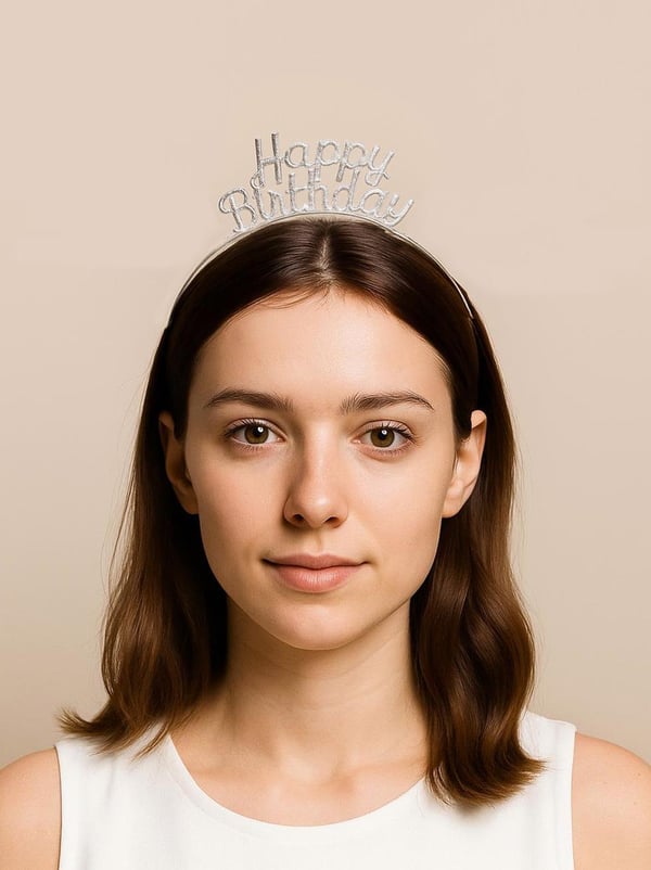 Metal Happy Birthday Taç Doğum Günü Tacı Gümüş