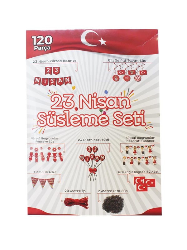 23 Nisan Bayramı Süsleme Seti – Türk Bayraklı Okul Sınıf Süsleme Paketi - Milli Bayram Süsleri | Parti Adresi