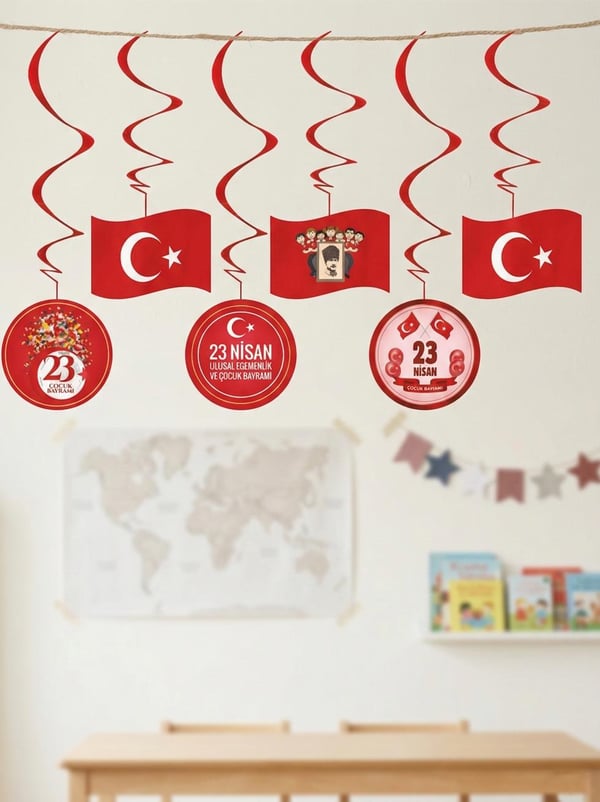23 Nisan Tavan Sarkıt Süs Seti – Milli Bayram Dekoru 6 'lı - Milli Bayram Süsleri | Parti Adresi