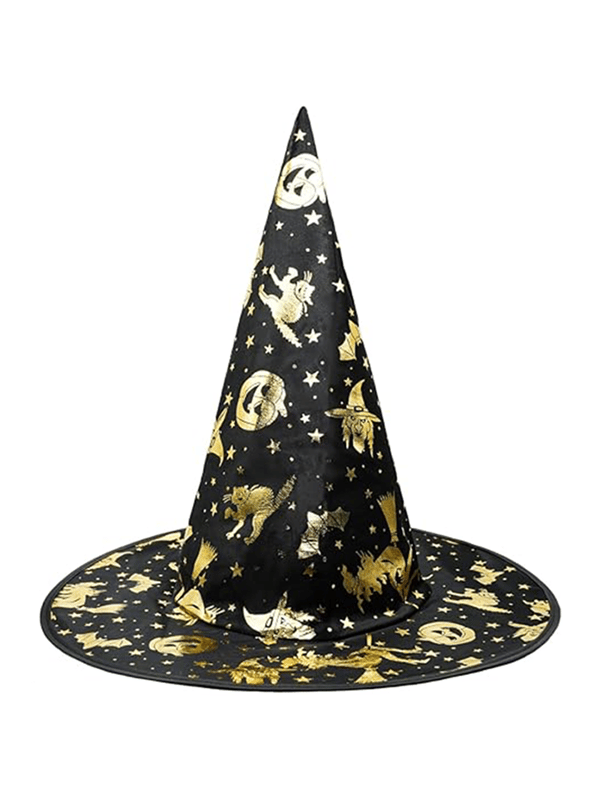 Cadılar Bayramı Desenli Cadı Şapkası Halloween Parti Kostüm Aksesuarı Siyah