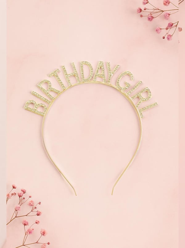 Birthday Girl Taşlı Taç Metal Doğum Günü Parti Tacı Gold 