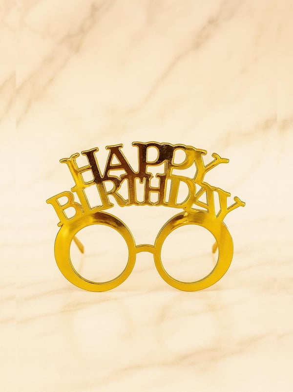 Happy Birthday Yazılı Doğum Günü Partisi Gözlüğü Altın