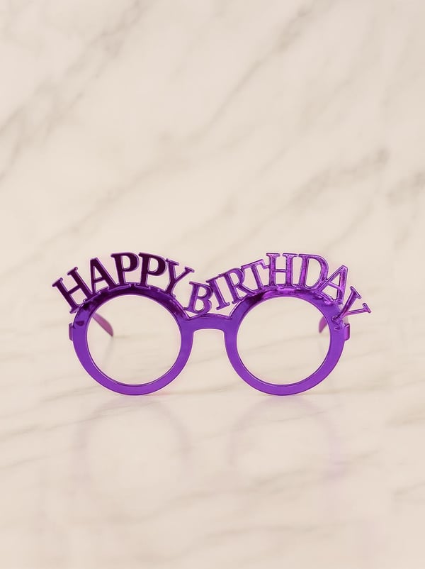 Happy Birthday Gözlük Doğum Günü Parti Aksesuarı Mor