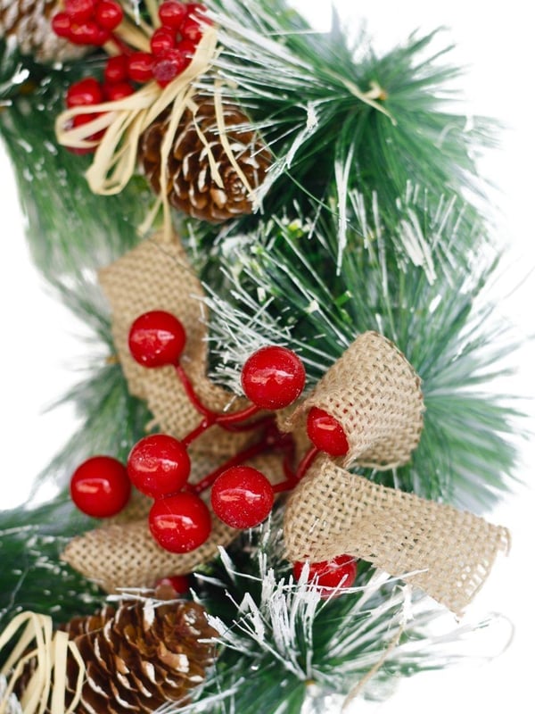 Yılbaşı Kapı Süsü Kokina Berryli Naturel Dekoratif Kapı Çelengi 35 Cm