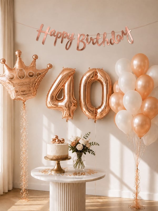 40 Yaş Doğum Günü Dekorasyon Seti – Balonlu Parti Seti Rose Gold - 40 Yaş Doğum Günü Partisi | Parti Adresi